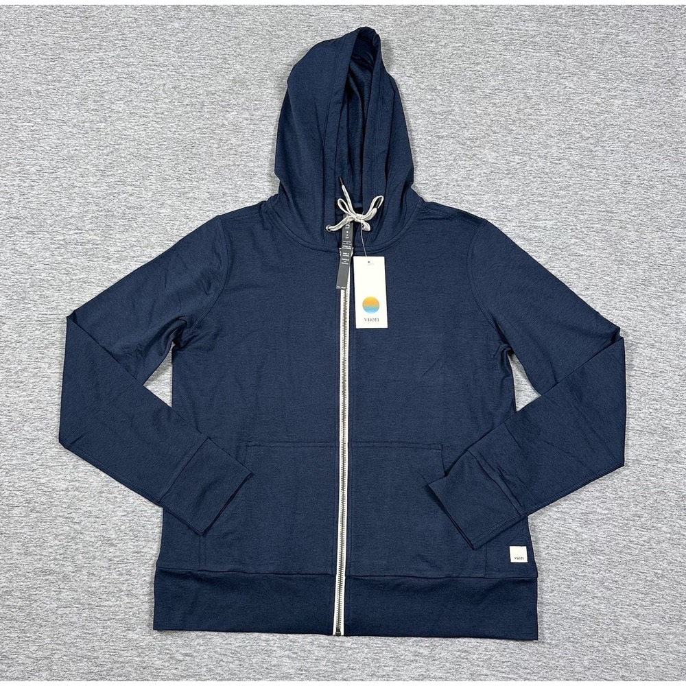 Vuori Performance Hoodie 2.0 Womens Small Blue Coast Heather Full Zip NEW